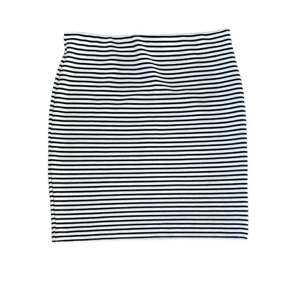 Alice Hope Black & White Stripe Mini Skirt Stretchy Elastic Women's Size Small - Picture 1 of 4